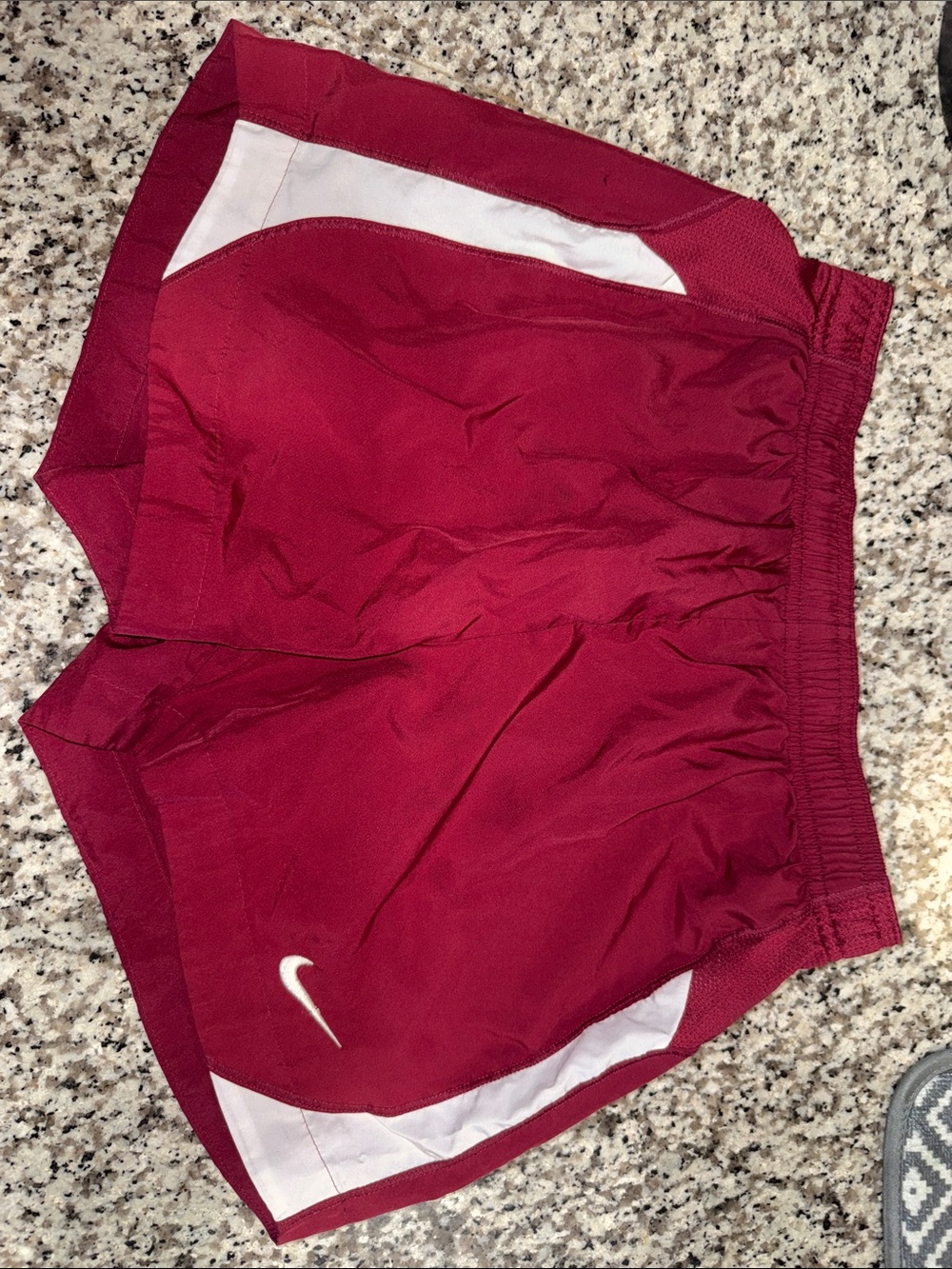 Nike Women's Burgundy Athletic Shorts with White Panels